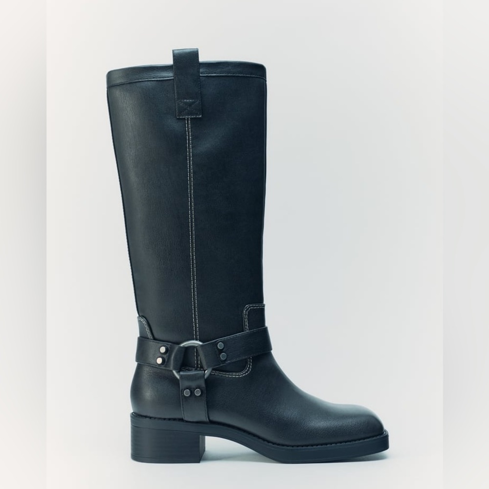 NWT Zara Topstitched Biker Boots size 6.5